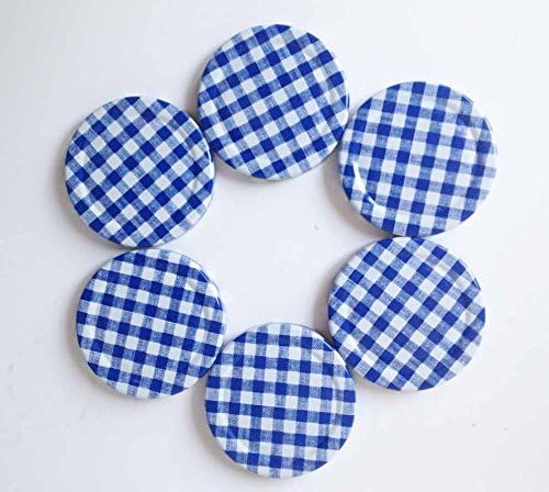 Nutley's 63mm Diameter Gingham Lid for Jam Jars - Blue (Pack of 12)