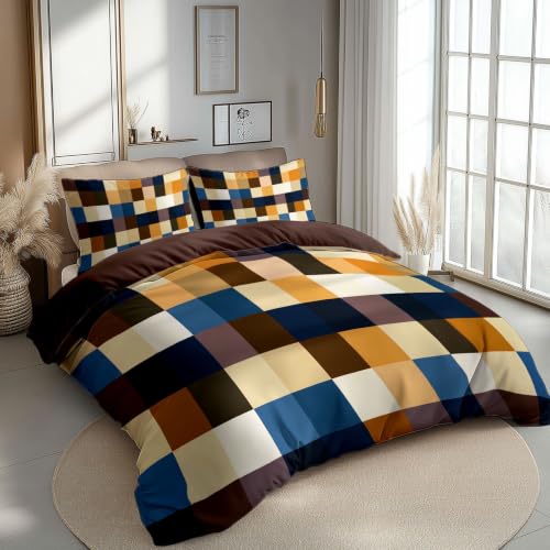 Housse de couette carré terre 140x200 cm linge de lit moderne patchwork ado