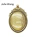 Julie Wang 10 Sets Oval Antiqued Gold Color Blank Photo Setting Bezel Tray Pendant for Necklace Jewelry Making Charms