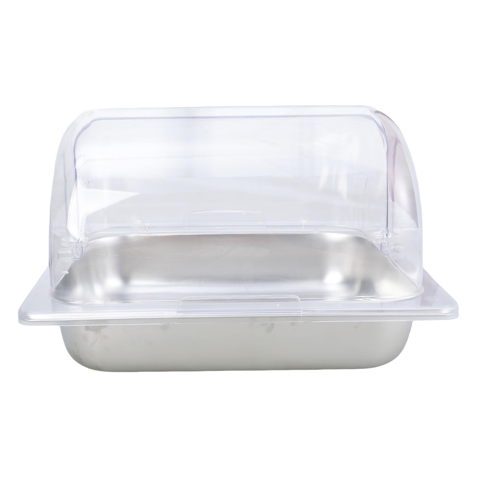 APGLSXY Commercial Grade Stainless Steel Food Display Container Elegant Clear Lid Buffets Tray for Hotel Catering Event Commercial Stainless Steel Buffets Display Tray
