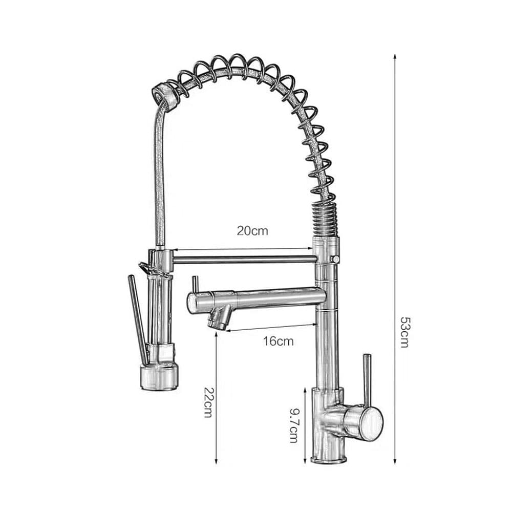 Grifo de Doble Cerradura, Grifo de Cocina con Pulverizador Desplegable, Grifo de Fregadero de Cocina Giratorio de Mango Único con Pulverizador de Cerradura, Grifo de Fregade