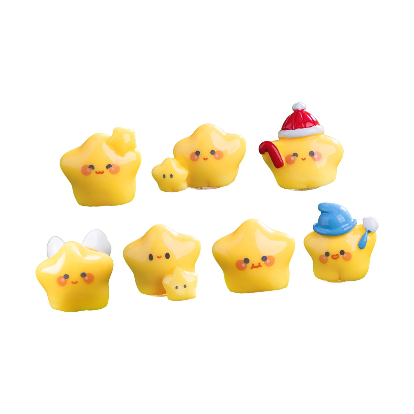 ordinarYone 7Pcs Miniature Resins Figurines Yellow Star Decors Garden Landscape Ornaments For DIYer Home Desktop Decoration