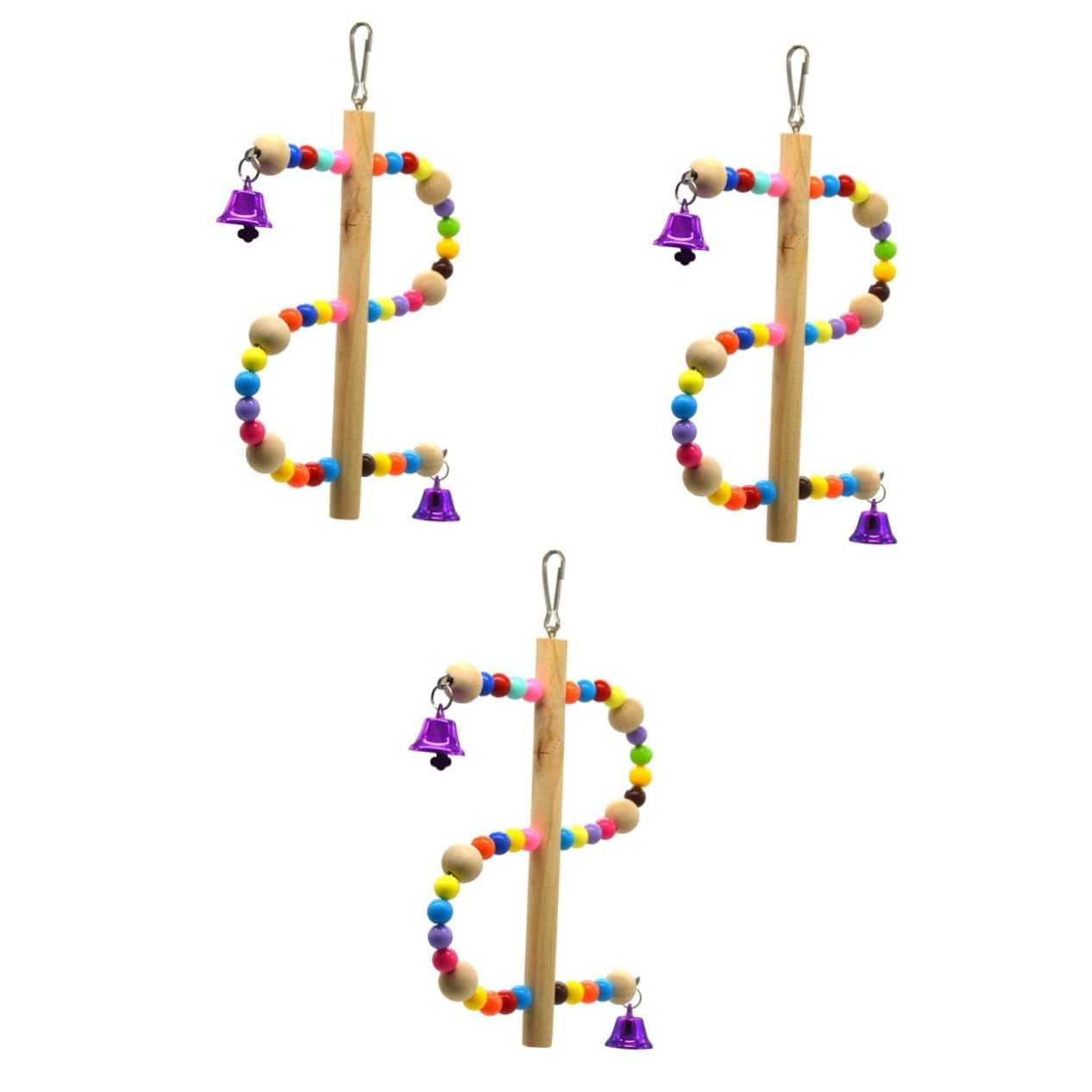 DOITOOL 3piezas Columpio De Madera para Periquitos y Loros Pequeños Diseño De Soporte Juguete Interactivo para Jaulas De Aves Accesorio Divertido y Seguro para Entretenimiento De