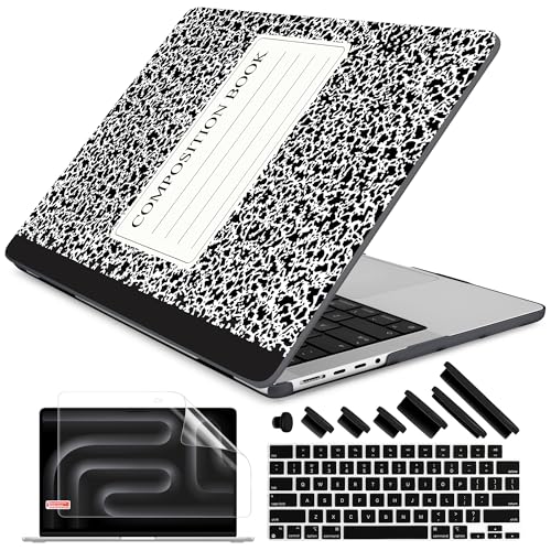 DONGKE Compatible with MacBook Pro 16 Inch Case (2026-2021 Release, M5 M4 M3 M2 M1 Pro/Max Chip), Plastic Hard Shell Cover with Keyboard Cover & Screen Protector for MacBook Pro 16', Composition Book