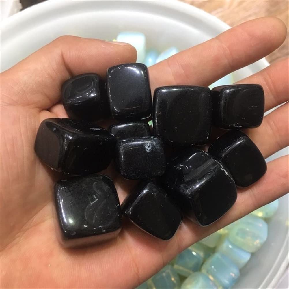 Haussammlung Natürlicher Kristall, rauer -Kristall, natürlicher schwarzer Obsidian, Trommelstein, polierte Kristallwürfelsteine, können verwendet Werden für(Size:400g)