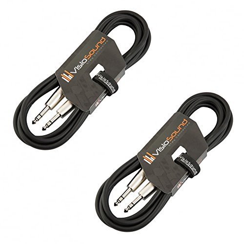 VisioSound 2 x 6.35mm 1/4 Stereo TRS Jack Lead/Balanced Signal Audio Patch Cable / 2 Pack 3m Black/Black
