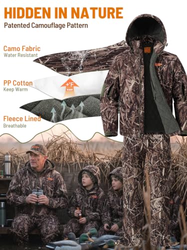 Image of NEW VIEW Insulated Hunting Clothes for Men Cold Weather, Warm Camo Hunting Jacket and Pants, Hunting Suit for Deer Duck Hunts