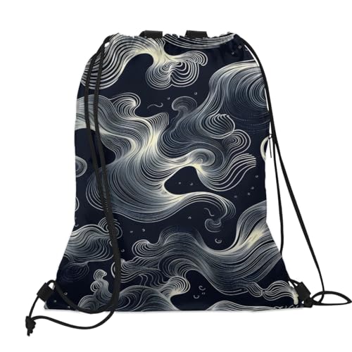 Vintage Pattern Drawstring Backpack Waterproof String Bag Sackpack Abstract Style Cinch Sack for Traveling Gym Sports with Mesh Pockets2