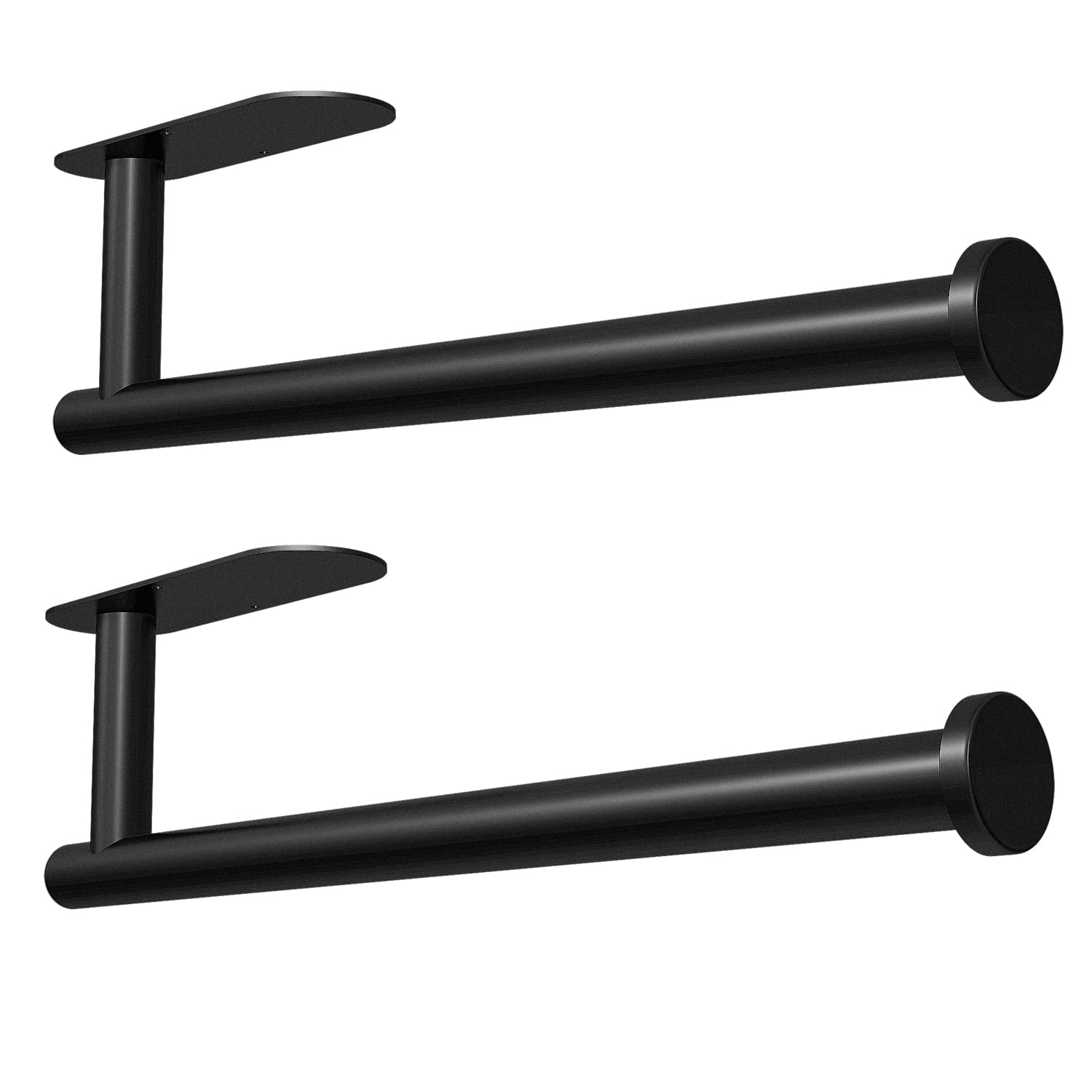 DEKAVA Under Cabinet Wall Mount Paper Towel Holder, Self-Adhesive Bar, Stainless Steel 13 inch (Black, 2) Black 2