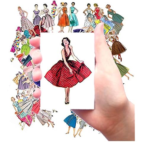 Large Stickers (Each Sticker 65x90mm, Pack 24 pcs) Vintage Fashion Lady Fifties Vintage Cover