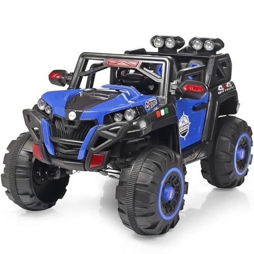 Image of Little Rides 12V Battery Operated 4x4 Jeep for Kids, Ride on Toy Car with Light & Music | Electric Jeep Battery Car | Big Size Baby SUV for Kids to Drive 2 to 10 Years Boys Girls (Blue)