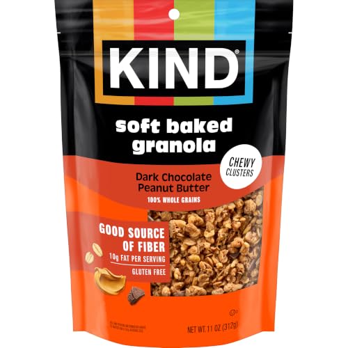 Kind Soft Baked Granola, Dark Chocolate Peanut Butter, Gluten Free, Healthy Snack Mix, 5g Protein, 11oz, 1 Count