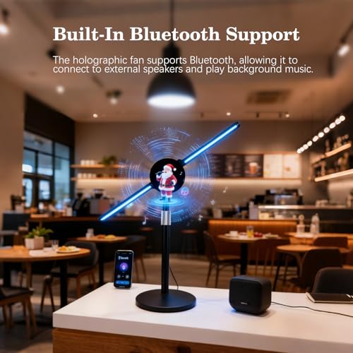 3dhologramfan 16.5 in With Desktop Stand, Led Holographic Fan Display Supports Wifi Connection, Tabletop HD Led Projector Display With 1500 Videos For Events, Trade Shows, Store Counter Advertising