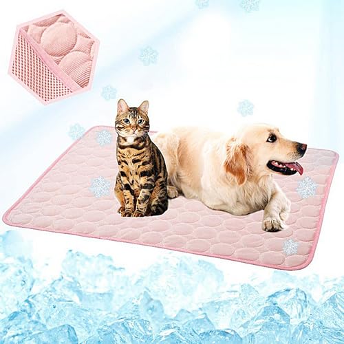 YXHZVON Haustier Kühlmatte, Waschbares Hundematte, Sommer Kühlkissen für Hunde, Selbst Kühlende Hundematte für Zuhause Unterwegs oder im Auto, 100 x 70 cm, XL, Rosa