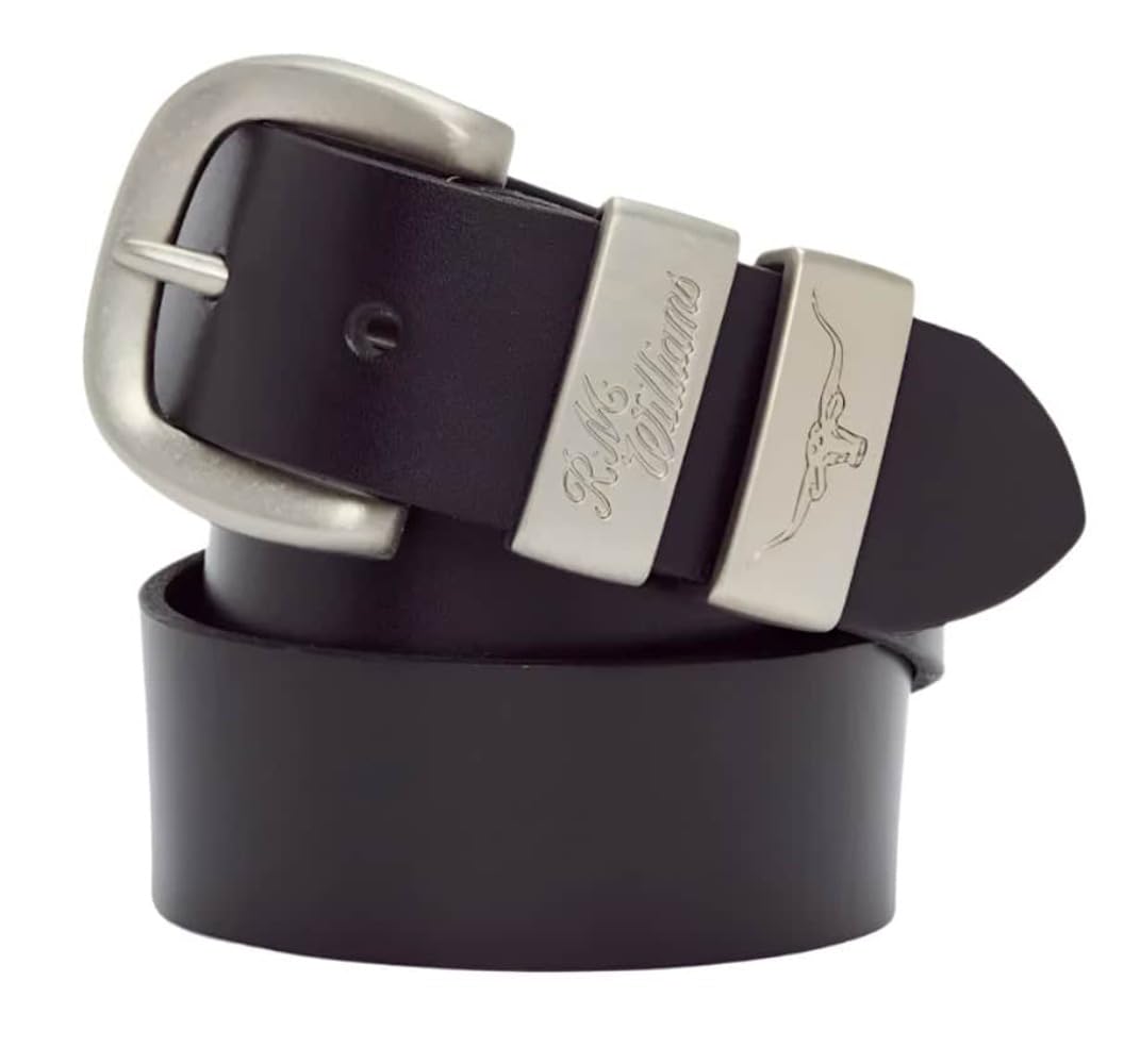 RM Williams 3 Piece 1.5 Antique Silver Work Belt - Black - 34