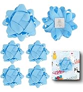 LiBongTa 4.5 Inch Blue Bow for Gift Grosgrain Ribbon Present Bow, Baby Shower Bow for Gift Wrappi...