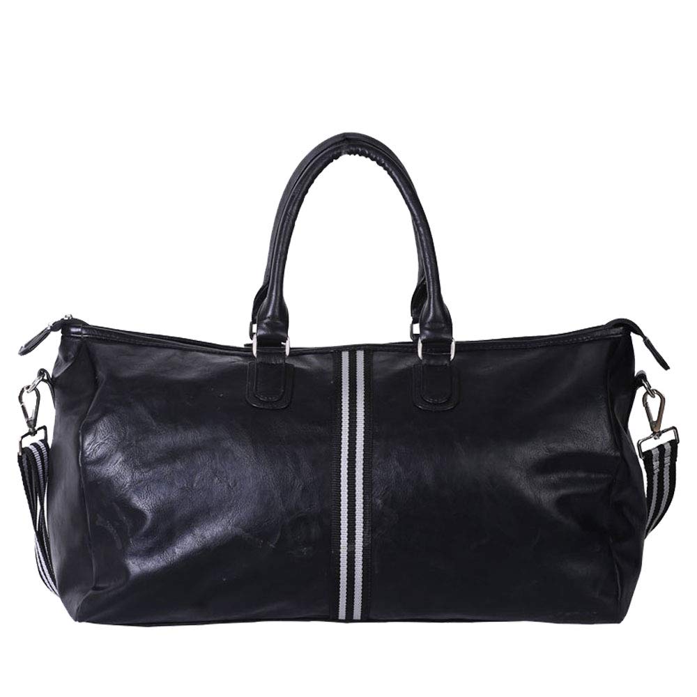 Genuine Leatherette Black & White Travel Bag for Men Women (25 Liters)-image-28