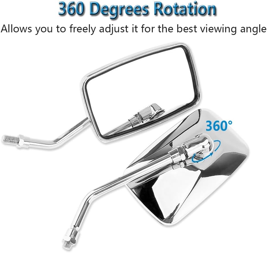 Universal 8mm 10mm Bolt 7/8 Inch Handle Bar Mount Clamp Motorcycle Convex Rear View Mirror fit Honda ATV Dirt Bike Scooter Kawasaki Cruiser Suzuki Victory and More