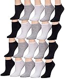 Tipi Toe Women's 20 Pairs Colorful Patterned Low Cut / No Show Socks (Black White & Grey)