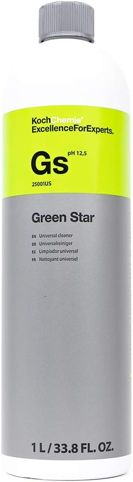Green Star - Highly Concentrated Universal Cleaner; Phosphate and Solvent Free, Auto Interiors and Exteriors, Engine Cleaning, Machinery, Commercial Use, Workshops, Industrial (1 liter)