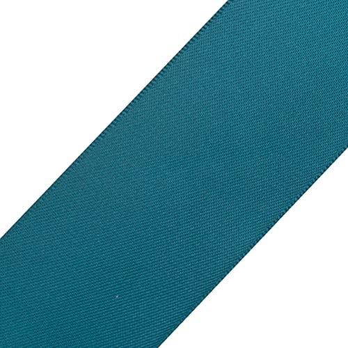 Fondersy 38mmX 91M Double Faced Satin Ribbon Teal Polyester Ribbon for Gift Wrapping Wedding Decoration Floral Arrangement Crafts - Image 2