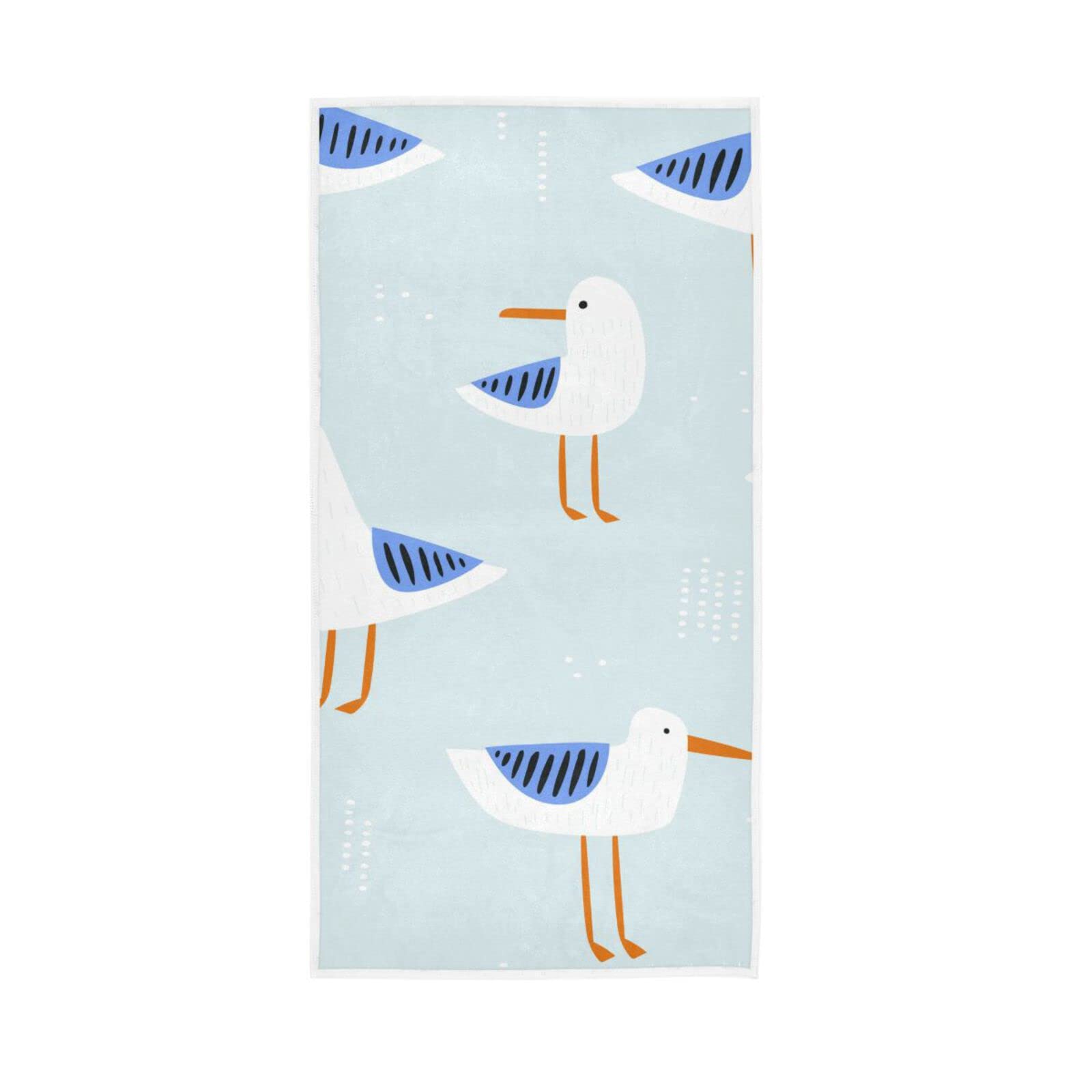 Youjuner Multicoloured Hand Towels Cartoon Seagulls Pattern Decor Fingertip Soft Face Towel Absorbent Bathroom Kitchen Towels
