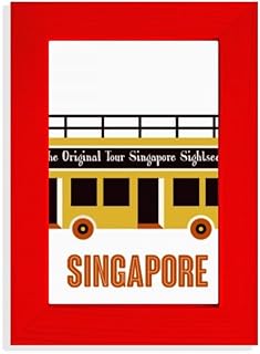 Singapore Sightseeing Shuttle Bus Picture Display Art Red Photo Frame