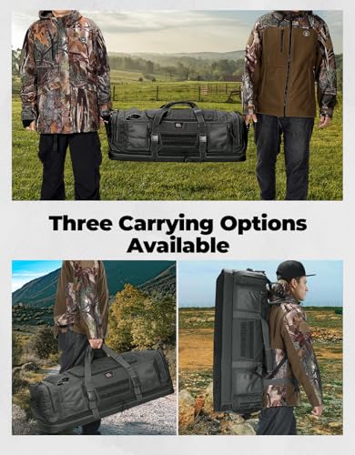 KEMIMOTO Hunting Duffle Bag, 78L large Capacity Travel Gear Bags Tool Range Cases for Long Distance Trips Hiking Hunting Fishing Camping, Multi Pocket Design, Brown Backpackable4