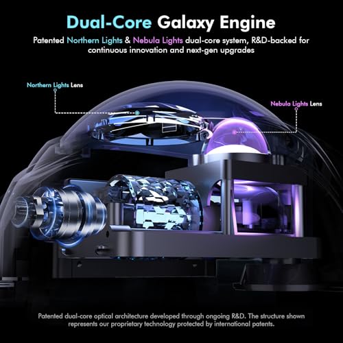 Rossetta Dual Lens Galaxy Projector, Star Projector for Bedroom with Bluetooth Speaker & White Noise, Remote, Timer, Aurora & Nebula Night Light for Kids Room Decor, Party, Gifts for Kids Adults Teen