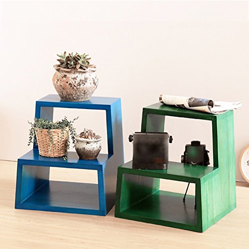 Tabouret Escabeau double usage bleu pour petit espace en bois