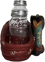 Vista 3 de Ebros Gift Sombrero de vaquero occidental rústico, bufanda roja y botas dobles en acabado de piel sintética con acabado de sal y pimienta, juego