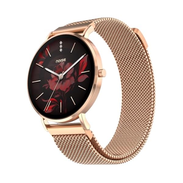 NoiseFit Diva 2 Fashion Smartwatch for Women – 36mm AMOLED Display, Sleek, Metallic Finish, Female Cycle Tracker, Sleep, AI Voice Assistant, 100+ Sports, Health, Fitness, 7-Day Battery (Rose Link)