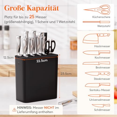 Lifewit Messerblock ohne Messer Schwarz, für bis zu 25 Messer, Schwarz – Ansicht 2
