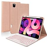 10.9 Inch iPad Air 4th Keyboard Case with Pencil Holder 2020, 11 Inch Case with Keyboard for Pro 11 1st/2nd/3rd Gen (2021/2020/2018), Detachable BT Backlit Keyboard Cover, Tablet Folio Case(Rose Gold)