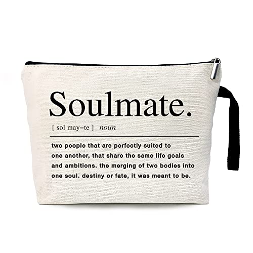 ZHANTUONE Soulmate Cosmetic Bag，Soulmate Gift，Gifts For Wife Birthday，Romantic Gifts For My Wife，Soulmate Definition Quote，Anniversary，Couples Gifts