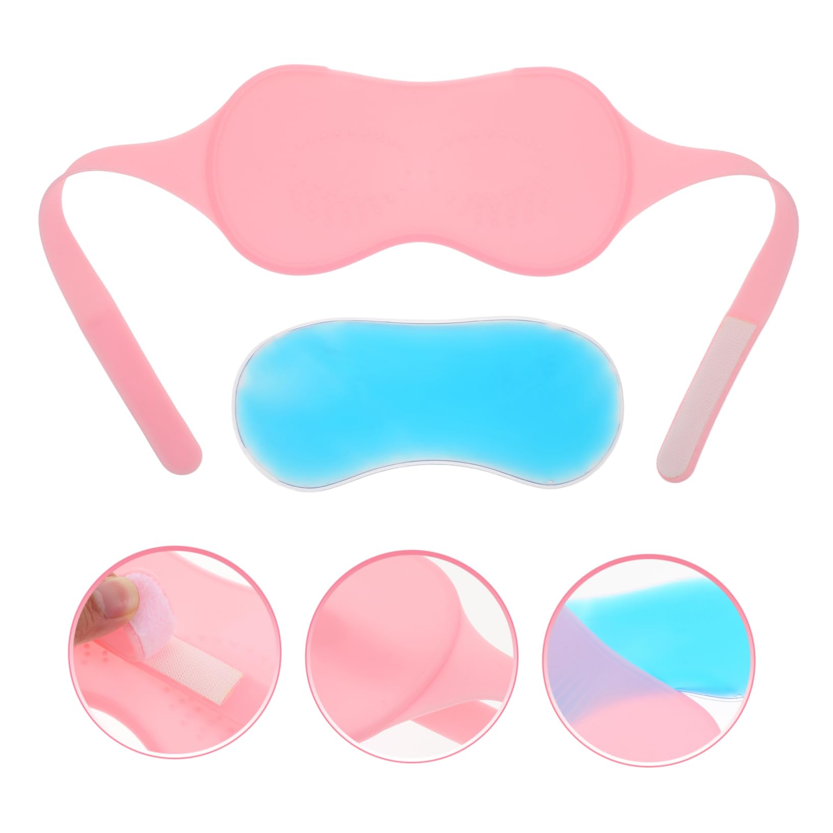 Antifaz de Silicona Gel Rosa para Dormir y Compresa Ocular