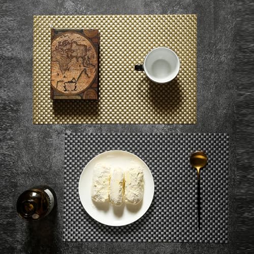 Set de table gris uni structure tissée rectangulaire 30x45 pour table de cuisine