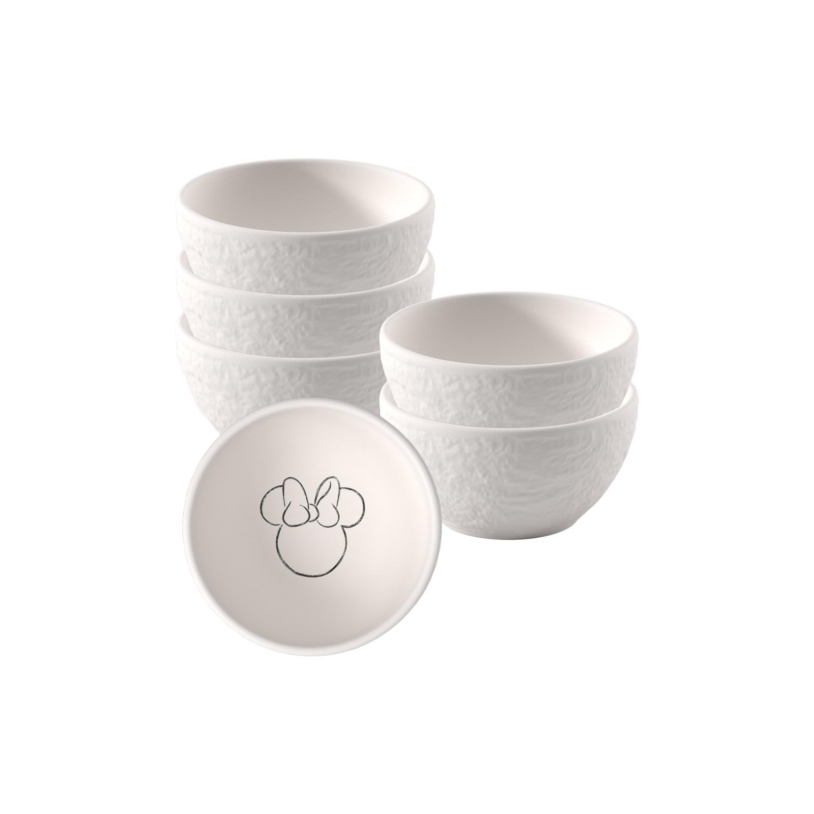 Villeroy & Boch Manufacture Rock blanc – Mickey Mouse – Dipschalen 6er Set, weiß, spülmaschinenfest, Schieferoptik in Weiß mit Disney Mickey Mouse Kreidedekor, Premium Porzellan
