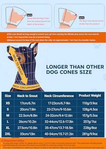 Image of Dog Cone Collar for Dogs After Surgery Extra Long, Adjustable Comfy Dog Elizabethan Pet Collar Cone for Large Dogs Anti-Lick Protective Wound