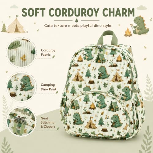 Image of LOIDOU Kids Preschool Backpack for Boys, 15 Inch Dinosaur School Bag, Lightweight Water-Resistant Kindergarten Backpack with Chest Strap for Ages 4-8