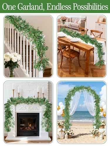 Image of ANPHSIN Fake Vines Greenery Garland, 3 Packs, Total 16.5ft