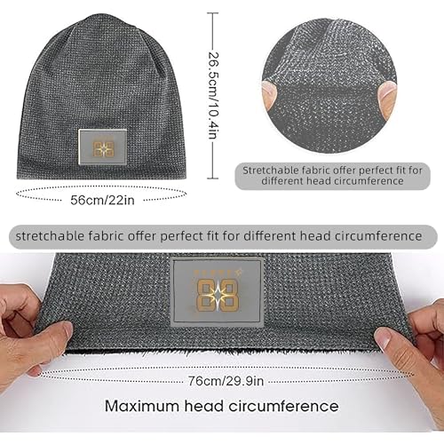 Bonnet extensible doux à motif numéro avec intérieur pelucheux chaud gris - 3