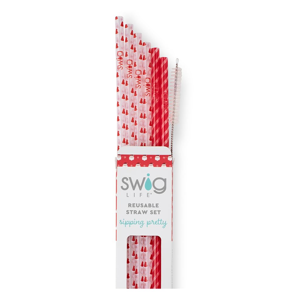 Swig Life Cannucce riutilizzabili Derby Day + set di cannucce alte e spazzola per la pulizia, ogni cannuccia è lunga 26 cm (si adatta a bicchieri Swig Life da 567 g, bicchieri
