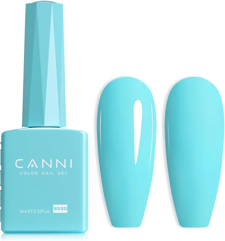 CANNI Pastel Blue Gel Nail Polish, 1Pcs Light Baby Blue Gel Polish Color High Gloss Soak Off U V French Nail Manicure Salon DIY