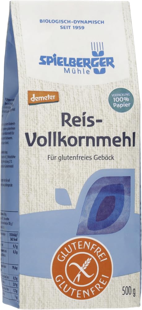 Reis-Vollkornmehl, glutenfrei, demeter 18 x 500 g