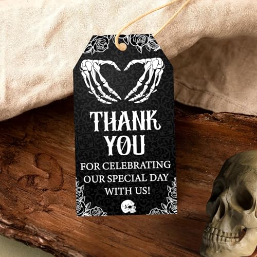 Merrystorm 50 Peças Etiquetas Góticas para Lembrancinhas de Festa Pretas Góticas - Death to My Twent