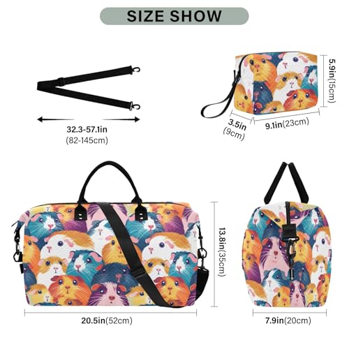 Large Travel Duffel Bag Sports Tote Gym Bag Overnight Weekender Bags Guinea Pigs Carry On Luggage with Toiletry Bags3