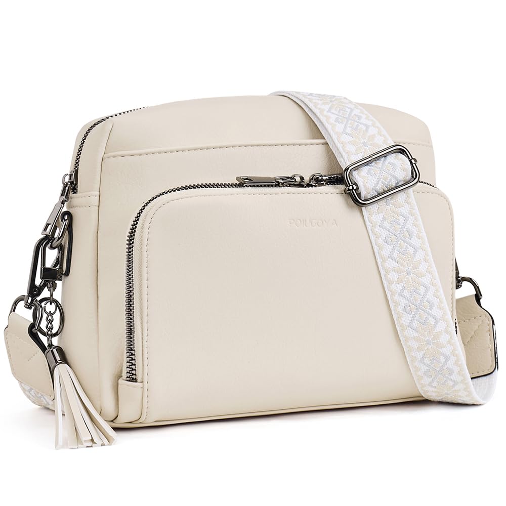 POIUGOYA Leather Crossbody Bag for Women Travel Purse Built-In RFID Wallet