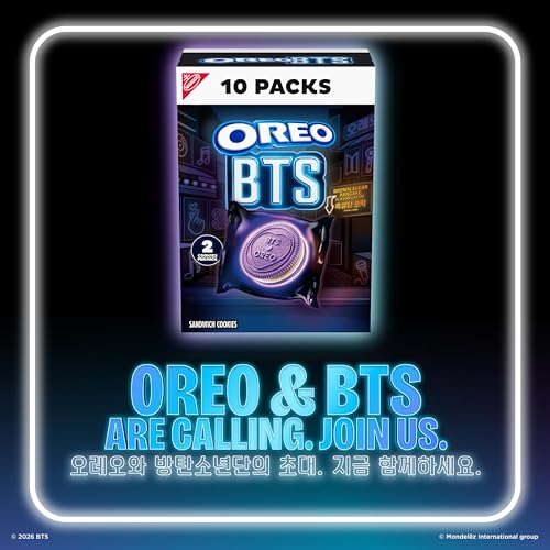 Image of OREO BTS Sandwich Cookies, Limited Edition, 10 Snack Packs (2 Cookies Per Pack)