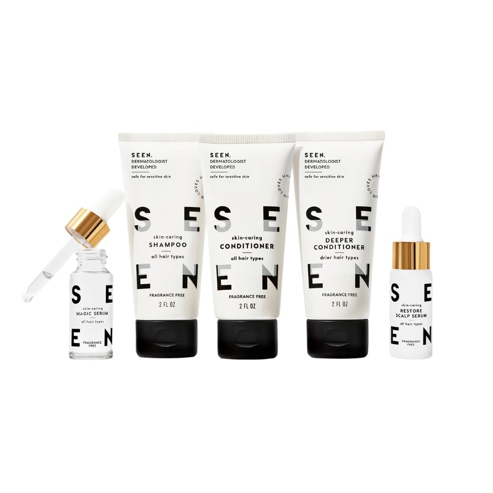 SEEN Discovery Kit - Fragrance Free - Non-Comedogenic Hair Set- Dermatologist-Developed - Safe for Sensitive, Eczema & Acne Prone Skin